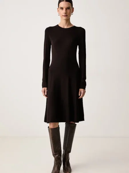 Armani Exchange rochie cu vâscoză maro