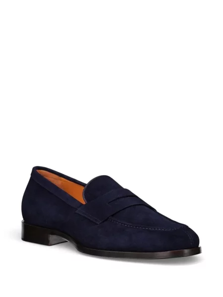 Pantofi loafer Santoni din piele de căprioară albastru