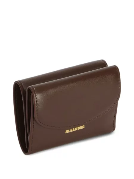 Portofel Jil Sander din piele cu autograf maro