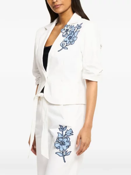 Sacou Cinq A Sept cu model floral cu aplicații alb