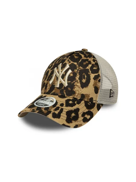 Șapcă New Era cu model leopard din piele de căprioară maro
