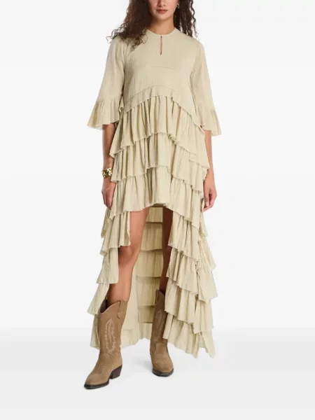 Rochie Allsaints cu volane asimetrică verde