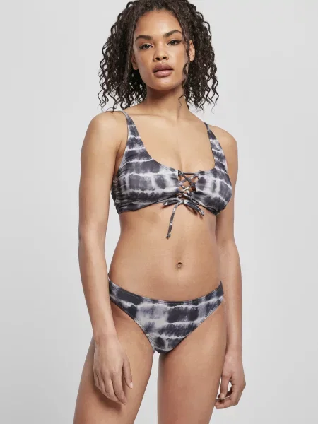 Bikini Urban Classics cu șireturi din dantelă alb