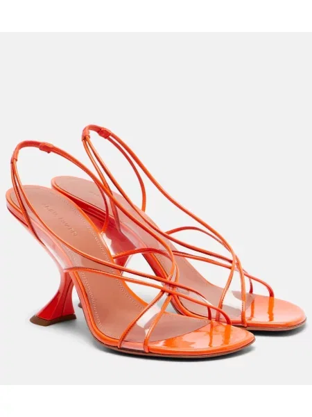 Usnjene mules Amina Muaddi oranžna