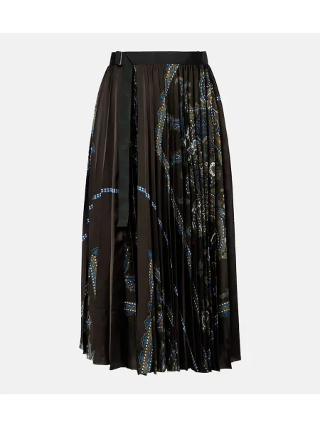 Fustă midi Sacai cu model paisley până la genunchi