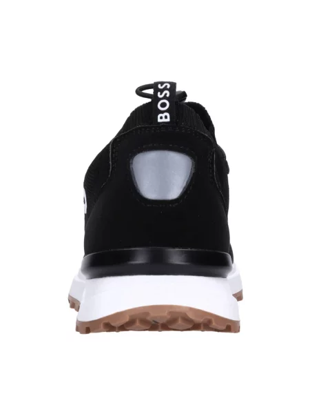 Sneakersy Boss skórzane z logo czarne