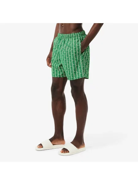 Lacoste Kąpielówki Z Nadrukiem Monogramu zielony