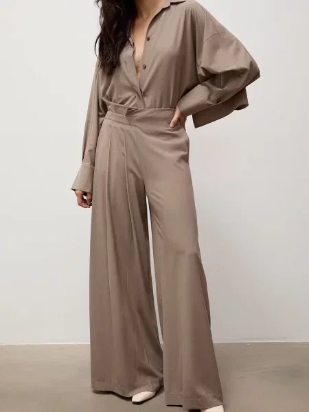 Answear.LAB pantaloni pentru femei cu vâscoză maro