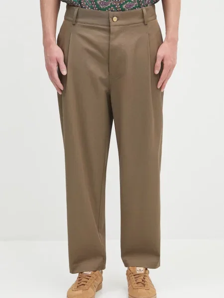 Kalhoty Drôle de Monsieur Le Pantalon Cropped Twill béžová