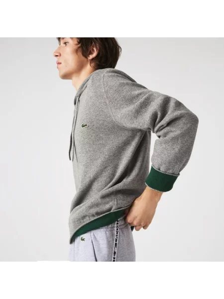 Lacoste Sweter Z Kapturem O Klasycznym Kroju I Kontrastowym Wnętrzu szary