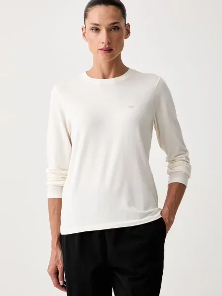 Tricou cu mânecă lungă Emporio Armani Underwear bej