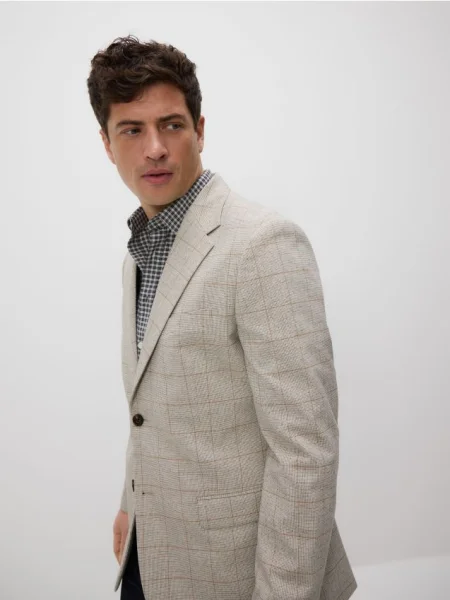 Reserved Blazer slim fit în carouri bej