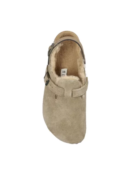 Klapki Birkenstock zamszowe beżowe