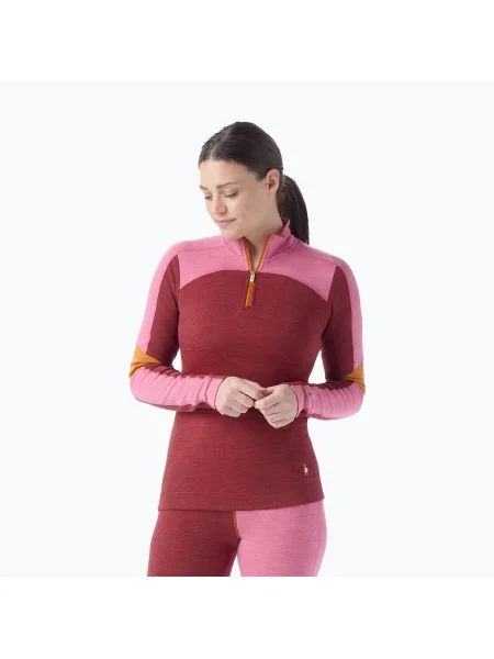 Bluză termoactivă pentru femei Smartwool Classic Thermal Merino Base Layer Colorblock Zip Boxed