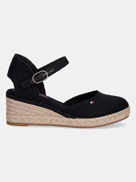 Espadrile Tommy Hilfiger Mid Wedge Espad Closed Toe črna