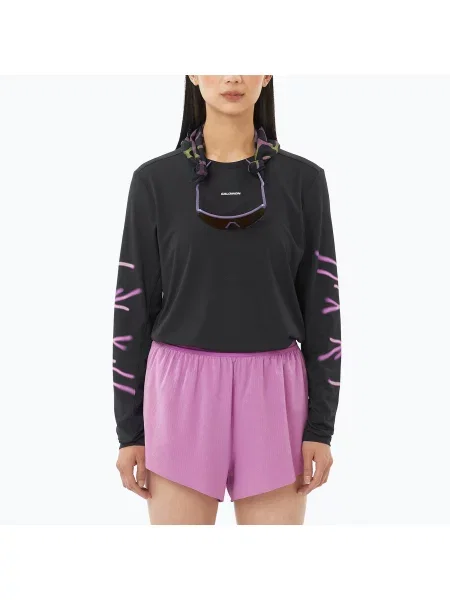 Tricou mânecă lungă Salomon alergare negru