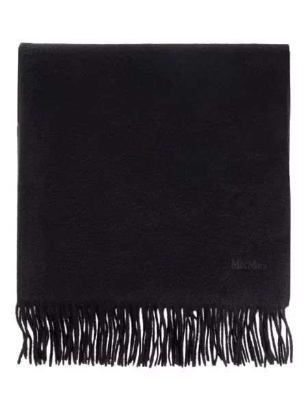 Fular Max Mara cu broderie de lână negru