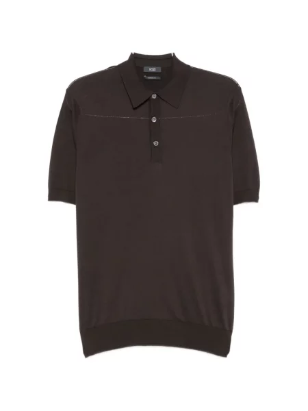 Scurt tricou polo Hosio tricotate maro