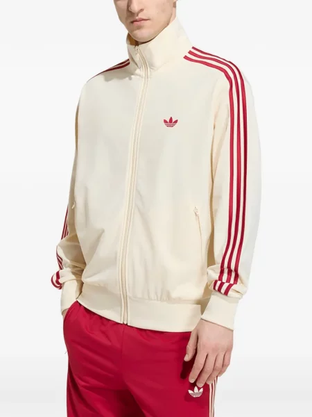 Geacă de blugi Adidas cu broderie cu dungi alergare albastru