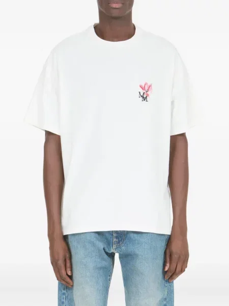 Tricou Maison Margiela cu model floral cu autograf alb