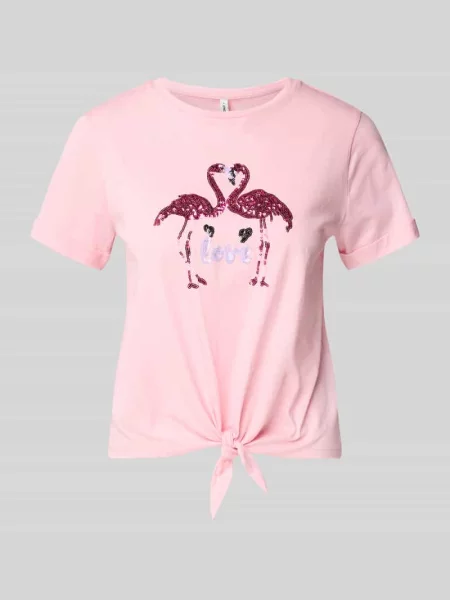 T-shirt o kroju regular fit z czystej bawełny model DORA LIFE' Only różowa