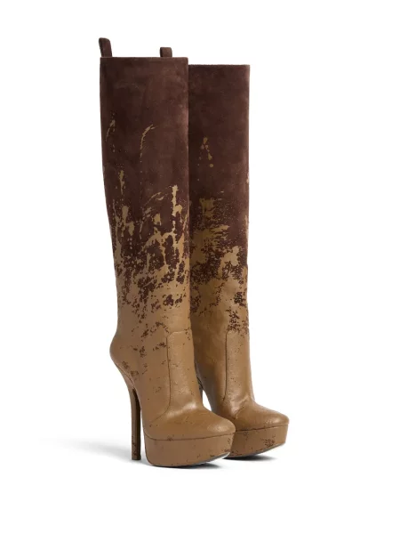 Botine Dsquared2 din piele cu imagine maro