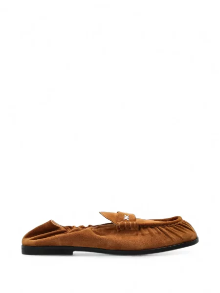 Pantofi loafer Kenzo din piele de căprioară cu volane maro