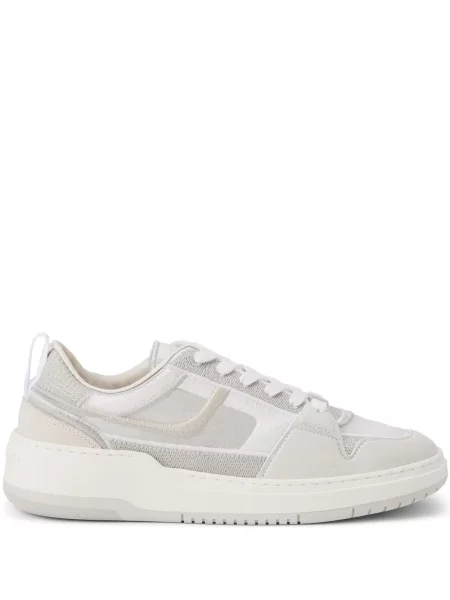 Sneakerși Ferragamo cu șireturi din piele de căprioară alb