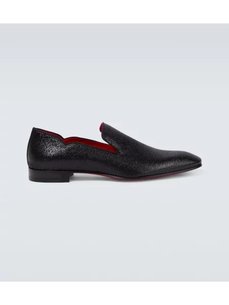 Pantofi loafer Christian Louboutin din jacard negru