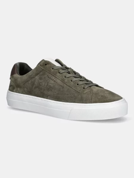 Superge iz semiša Tommy Hilfiger PREMIUM DRESS CUPSOLE SUEDE zelena