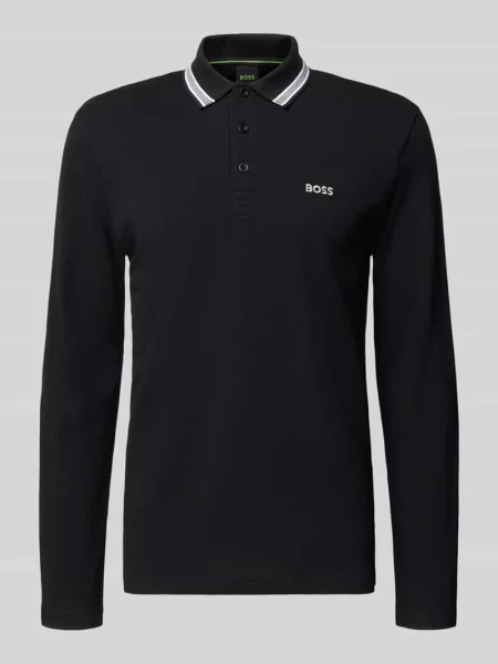 Koszulka polo o kroju regular fit z czystej bawełny model ‘PLISY’ Boss Green czarna
