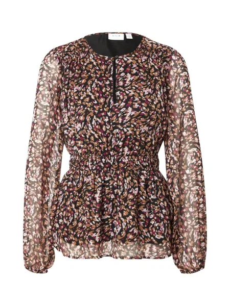 VILA Bluză VFALIA bej / roz / roșu burgundy negru