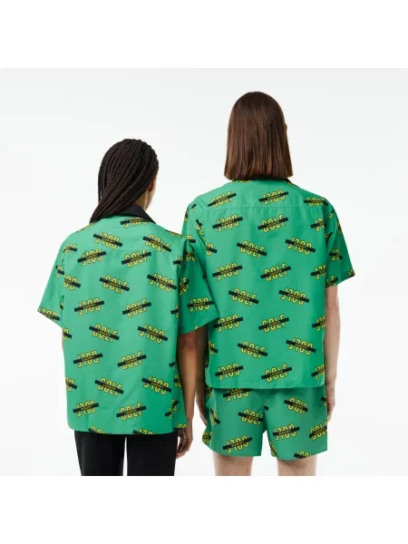 Lacoste Koszula Uv Protect Z Krótkim Rękawem I Z Nadrukiem