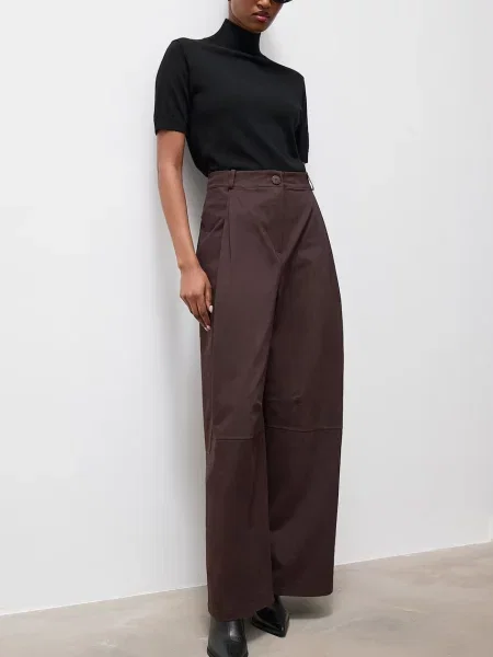 Answear.LAB pantaloni wide leg pentru femei din maro