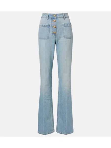 Blugi drepți Valentino cu talie înaltă albastru