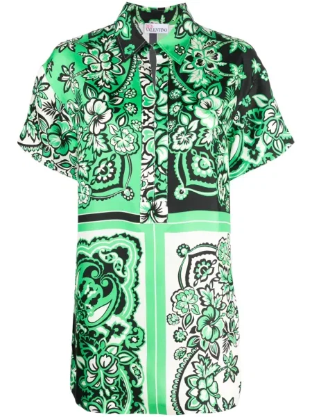 Bluză Red Valentino de mătase cu imagine roșu