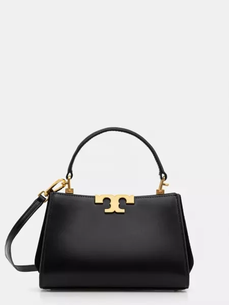 Usnjena torbica Tory Burch Eleanor črna