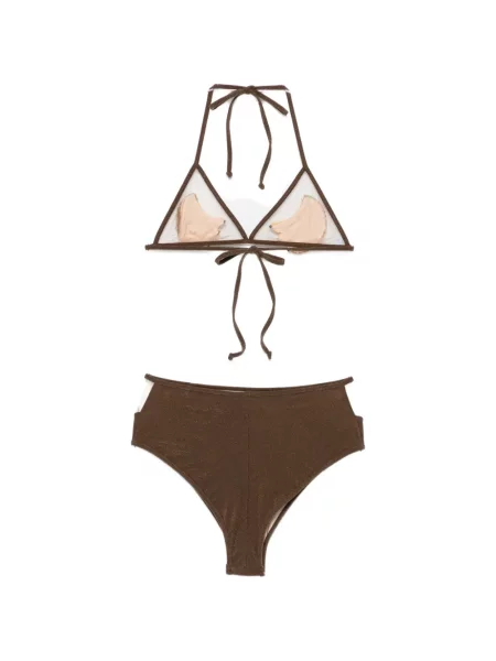 Bikini Mazzei cu gât halter maro