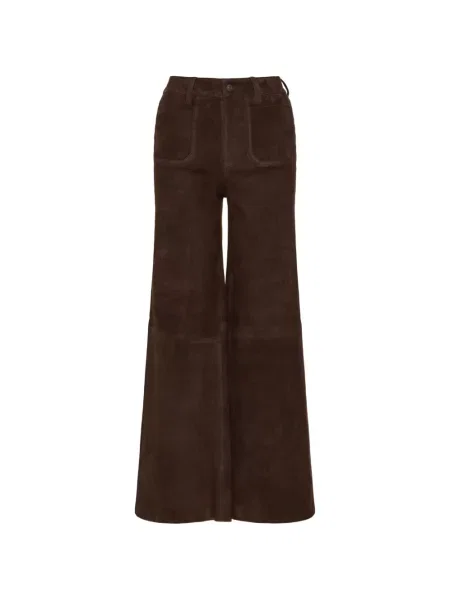 Pantaloni palazzo Frame din piele de căprioară maro