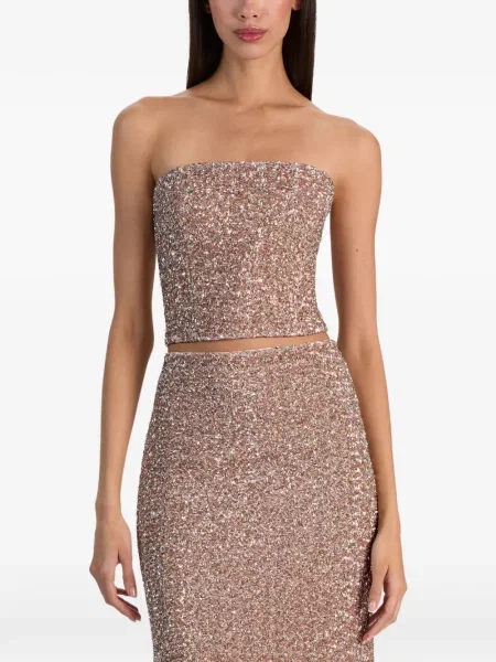Sutien bandeau Alice + Olivia cu paiete fără bretele roz