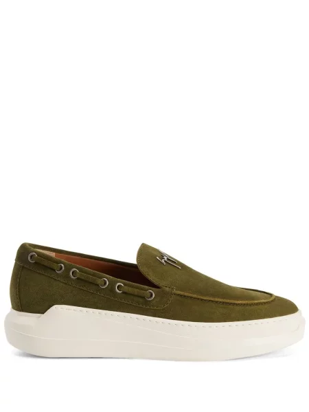 Pantofi derby Giuseppe Zanotti din piele de căprioară verde