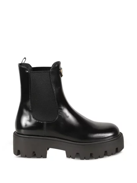 Cizme scurte Prada din piele chunky cu autograf negru