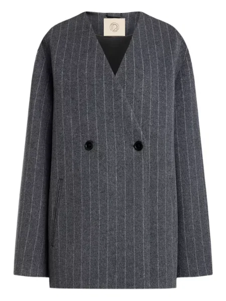 Płaszcz 12 Storeez w paski dwurzędowy szary