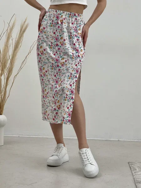 Silvio Merlini Спідниця міді Бавовна/акрил білий