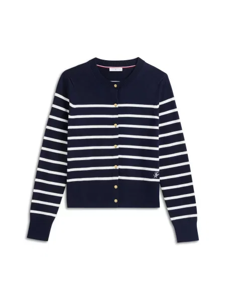 TOMMY HILFIGER Geacă tricotată albastru închis alb