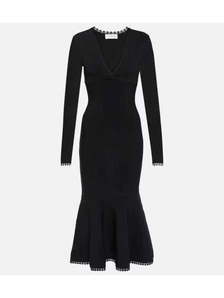 Midi obleka Victoria Beckham na zvonec črna