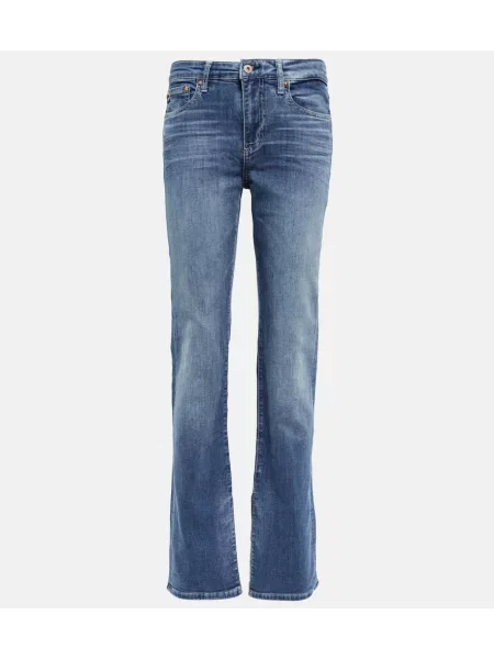 Blugi boyfriend Ag Jeans cu talie înaltă albastru