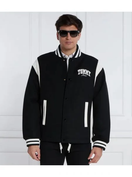 Tommy Jeans Geacă bomber TJM LETTERMAN | Oversize fit negru