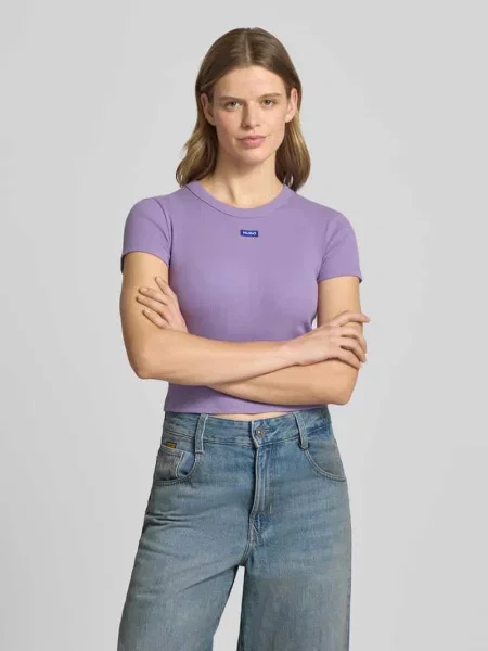 T-shirt o kroju slim fit z mieszanki bawełny model Baby Tee' Hugo Blue