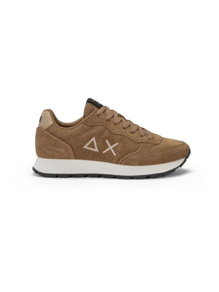 Sneakersy Sun68 zamszowe z logo brązowe